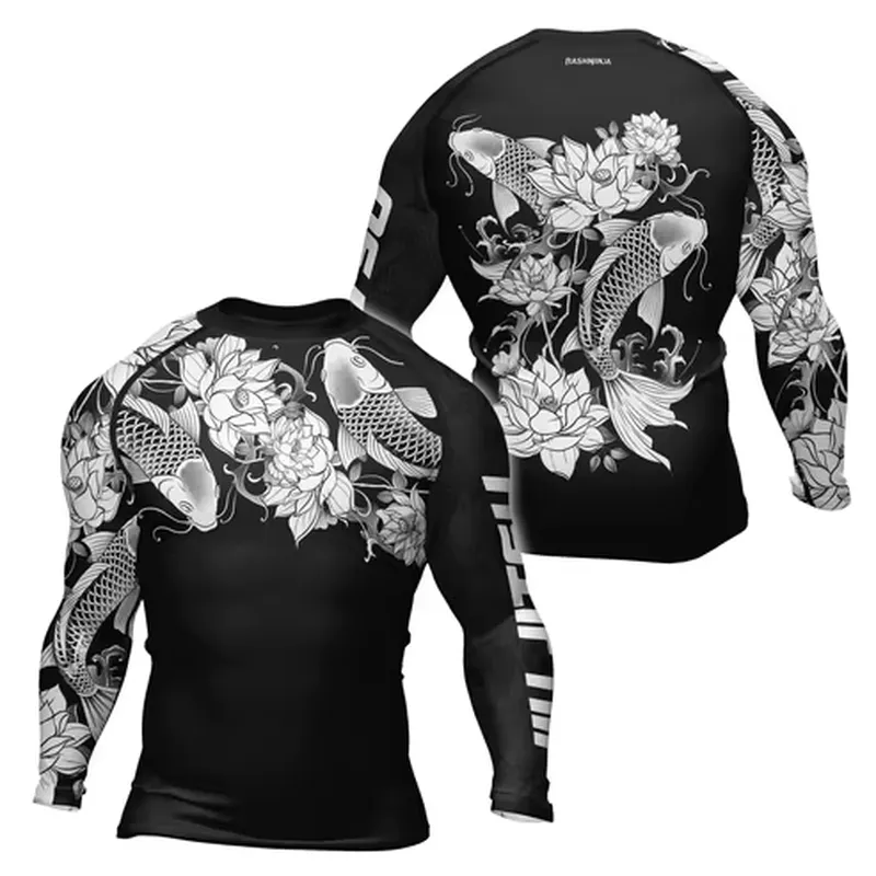 3D Long Sleeve Men's Retro Qui - đánh giá và giá Rash Guard